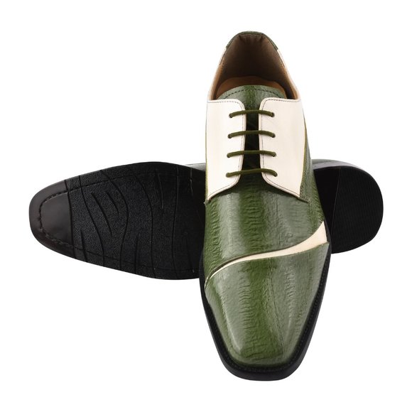LIBERTYZENO Olive/Cream Leather Oxford Style Dress Shoes main image 6